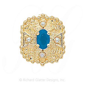 GS340 BT/PL - 14 Karat Gold Slide with Blue Topaz center and Pearl accents 